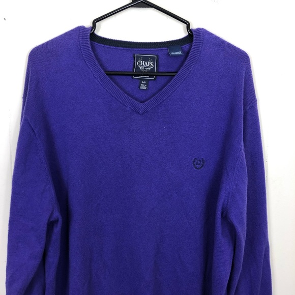 Chaps Cashmere Blend V-Neck Sweater Sz L - Picture 2 of 7
